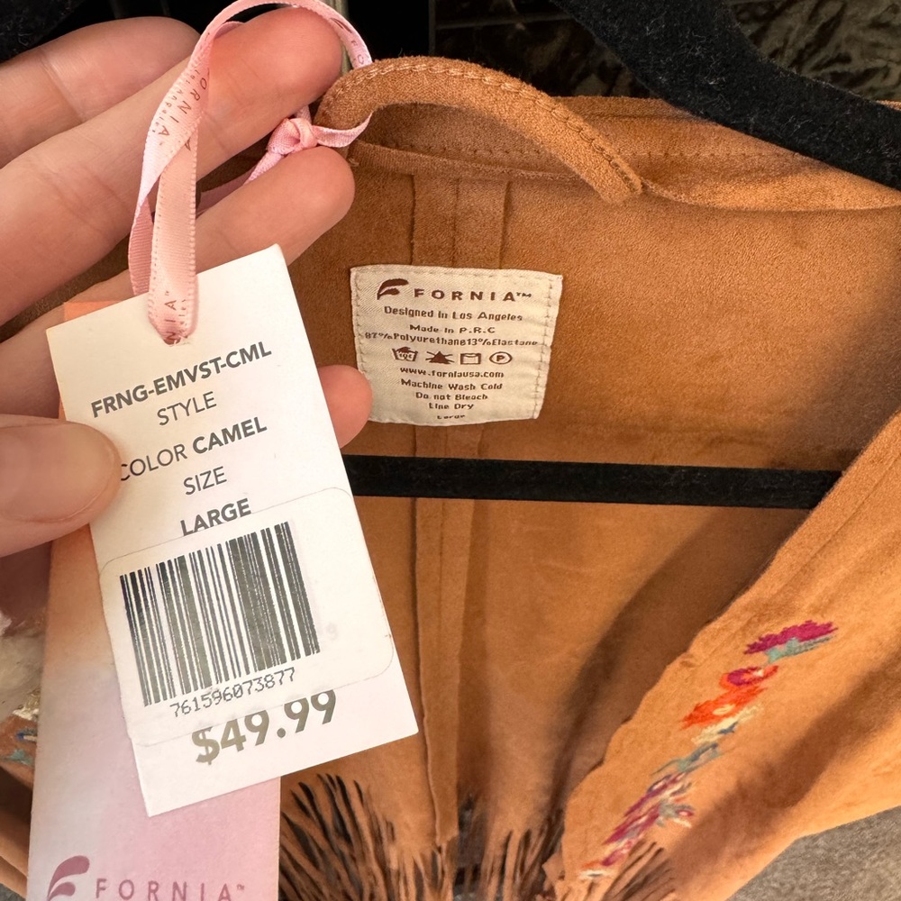 Fornia faux suede jacket, super cute with a pair of jeans or jean shorts! - Picture 3 of 3